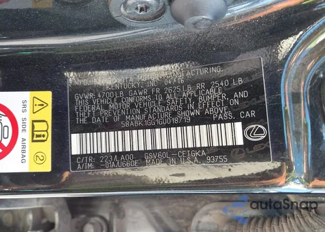 2016 Lexus Es 350 from USA, damaged, VIN 58ABK1GG1GU018719